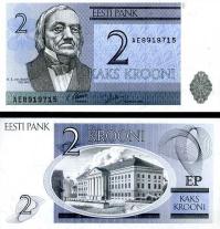 *2 estónske koruny Estónsko 1992, P70 UNC - Kliknutím na obrázok zatvorte -